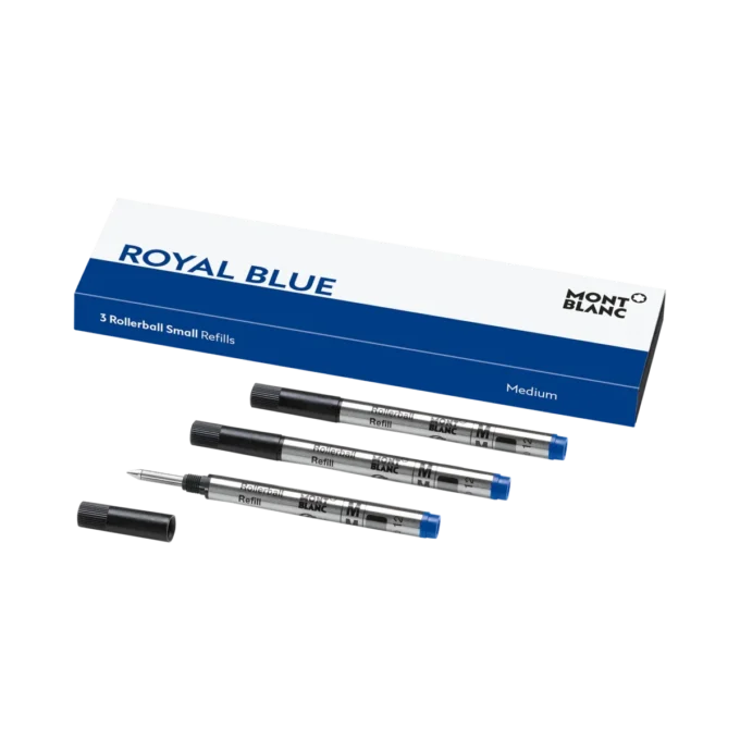 3 recargas para rollerball pequenas, azul royal – médio