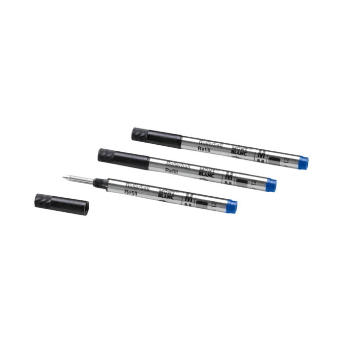 3 recargas para rollerball pequenas, azul royal – médio