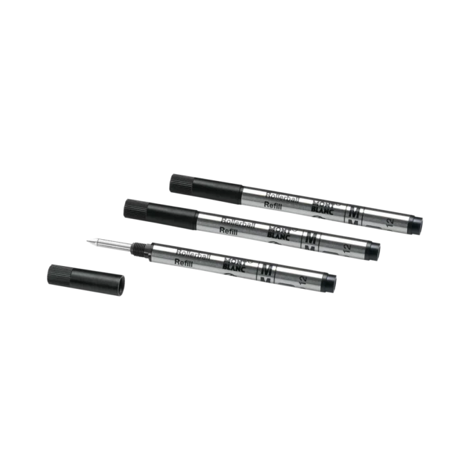3 recargas pequenas para rollerball, preto mistério – médio