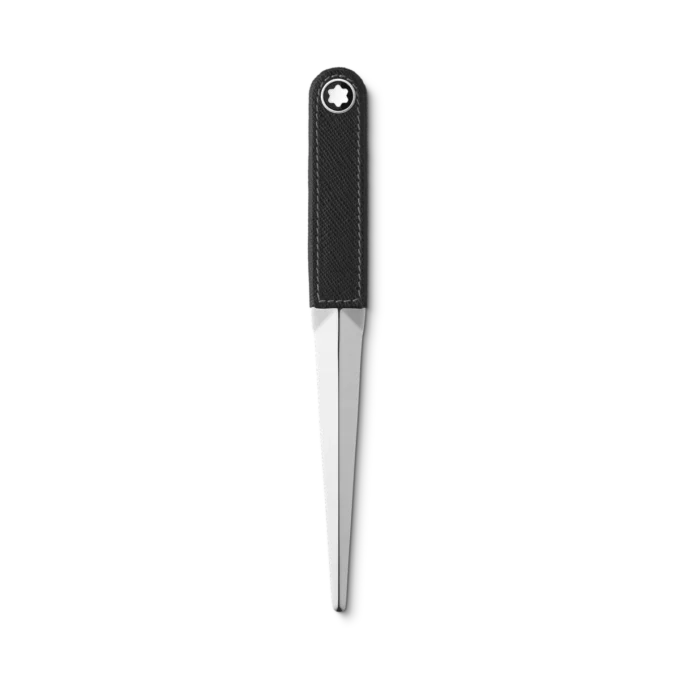 Abridor de cartas em aço e couro