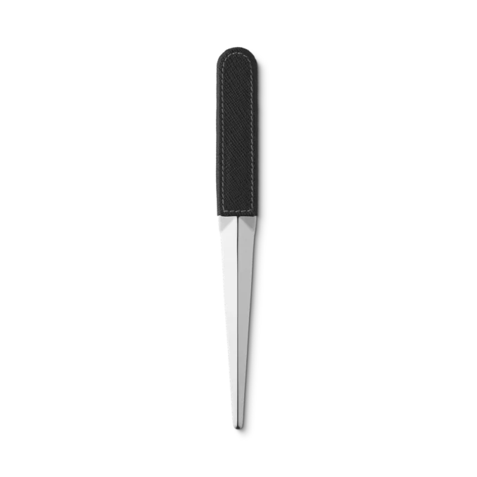 Abridor de cartas em aço e couro