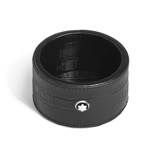 Bandeja de secretária pequena, couro com relevo de crocodilo, preto