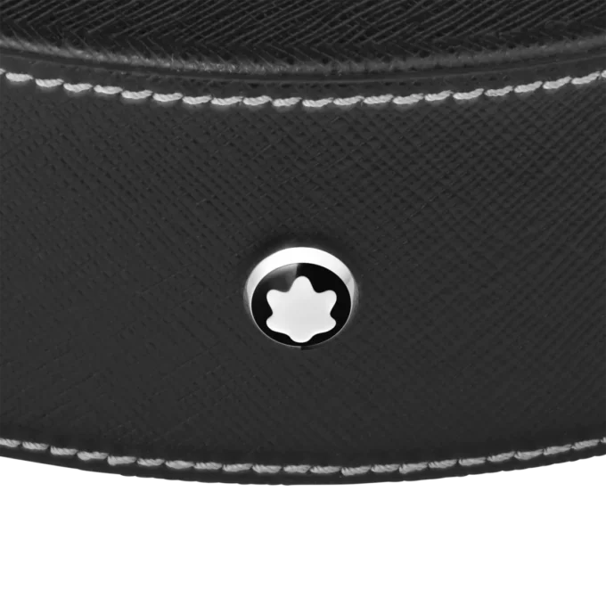 Bandeja de secretária redonda em pele preta (grande)