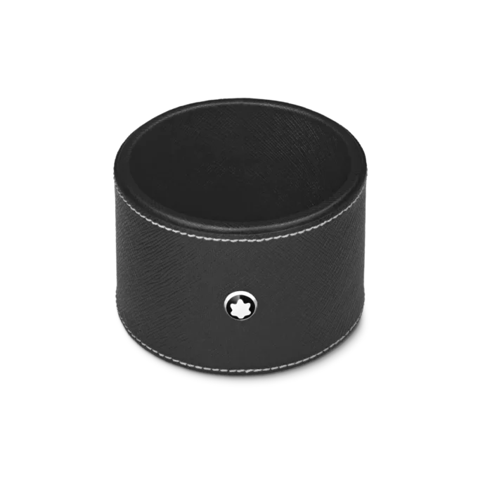 Bandeja de secretária redonda em pele preta (média)