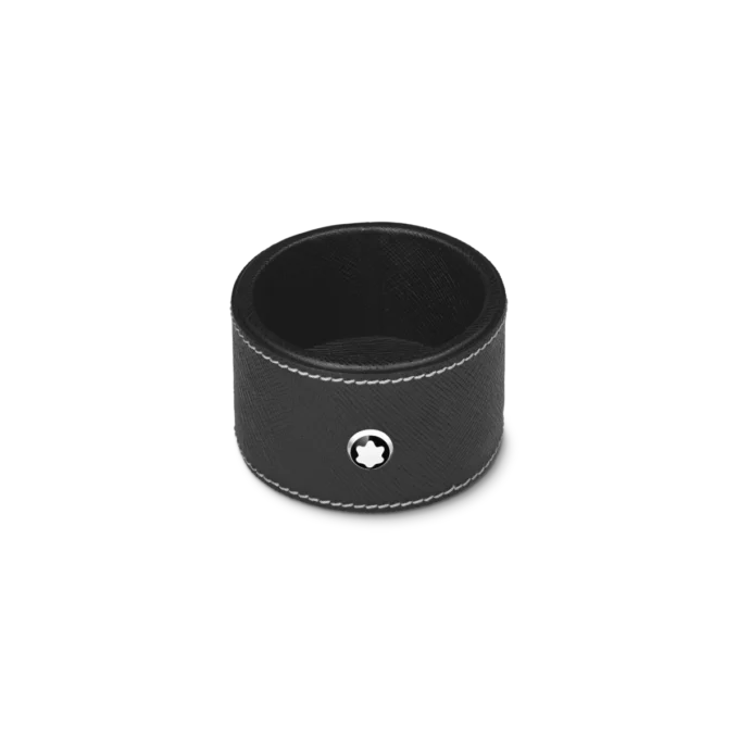 Bandeja de secretária redonda em pele preta (pequena)