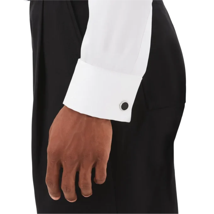 Botões de punho redondos em aço inoxidável com incrustação com padrão de carbono