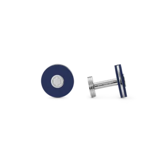 Botões de punho redondos em aço inoxidável com resina azul
