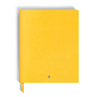 Caderno Grande, Couro Saffiano, Amarelo Modena – Páginas Pautadas