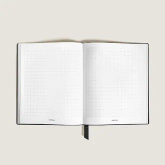 Caderno Grande, Couro Saffiano, Preto – Páginas Quadriculadas