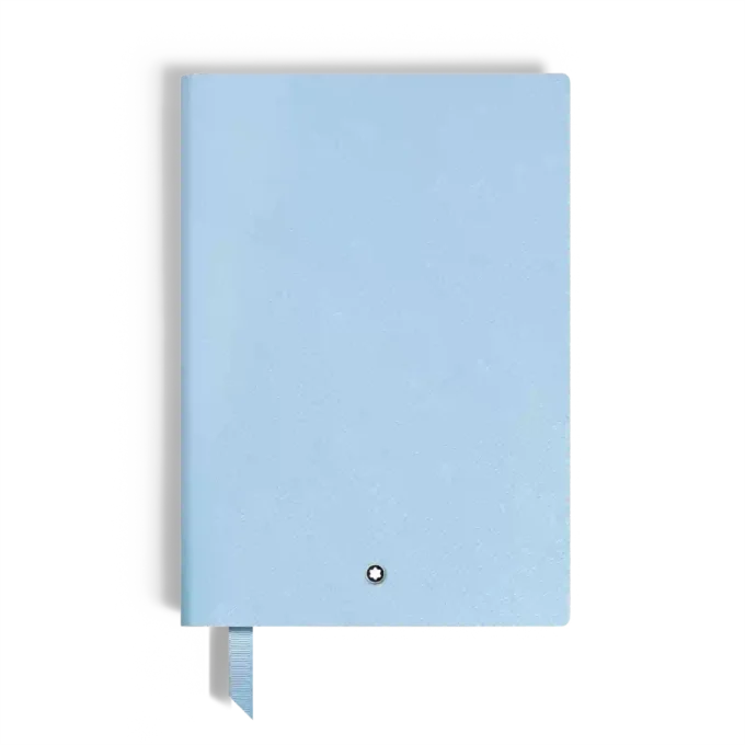 Caderno Médio, Couro Saffiano, Azul Claro – Páginas Pautadas