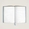 Caderno Médio, Couro Saffiano, Azul Claro – Páginas Pautadas