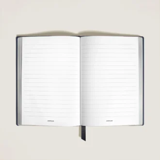 Caderno Médio, Couro Saffiano, Azul – Páginas Pautadas