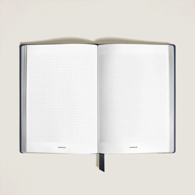 Caderno Médio, Couro Saffiano, Azul – Páginas Quadriculadas