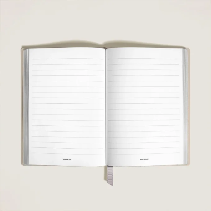 Caderno Médio, Couro Saffiano, Bege Nublado – Páginas Pautadas