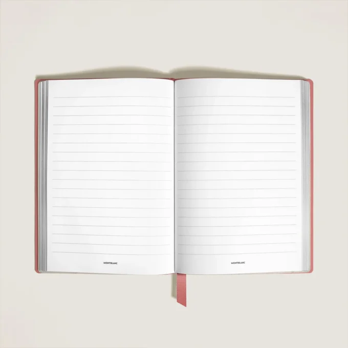 Caderno Médio, Couro Saffiano, Blush – Páginas pautadas