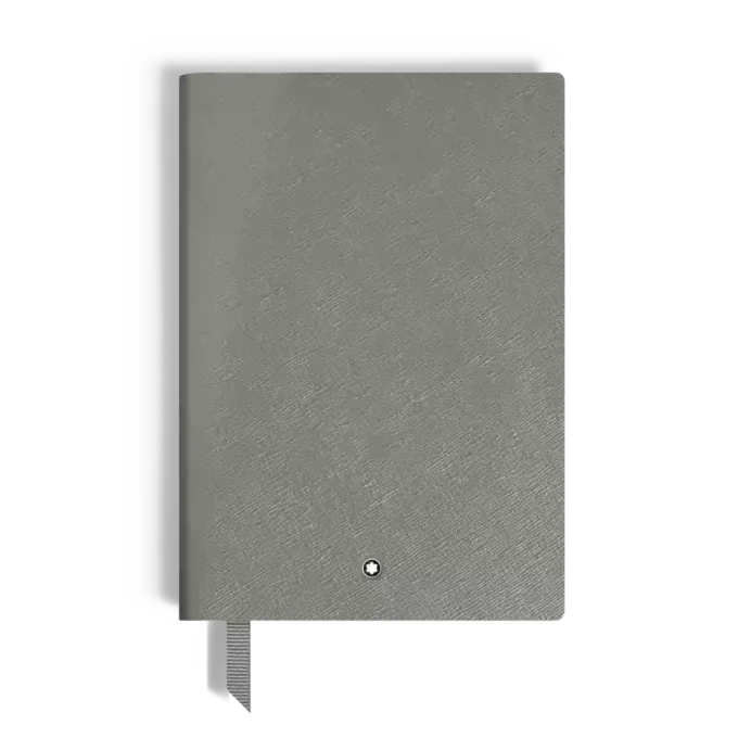 Caderno Médio, Couro Saffiano, Cinza Médio – Páginas Pautadas