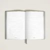 Caderno Médio, Couro Saffiano, Cinza Médio – Páginas Pautadas