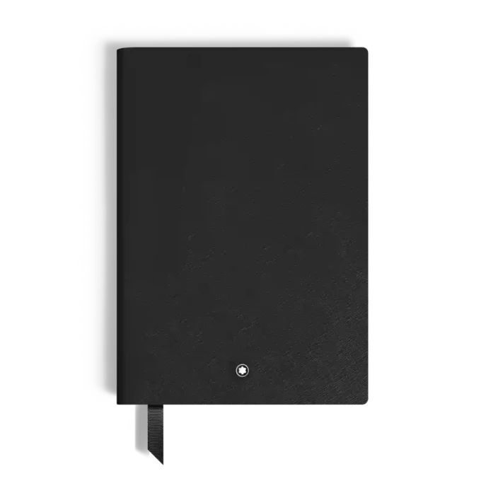 Caderno Médio, Couro Saffiano, Preto – Páginas Quadriculadas