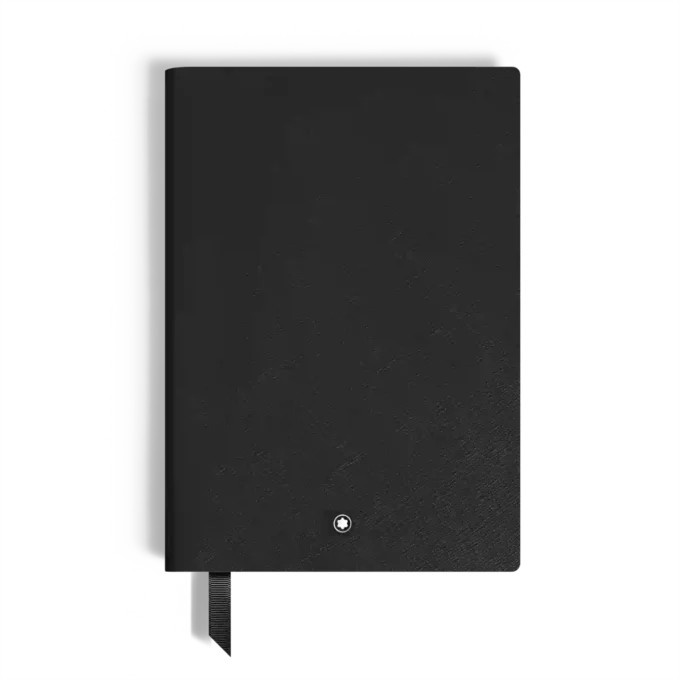 Caderno Médio, Couro Saffiano, Preto – Páginas Pautadas