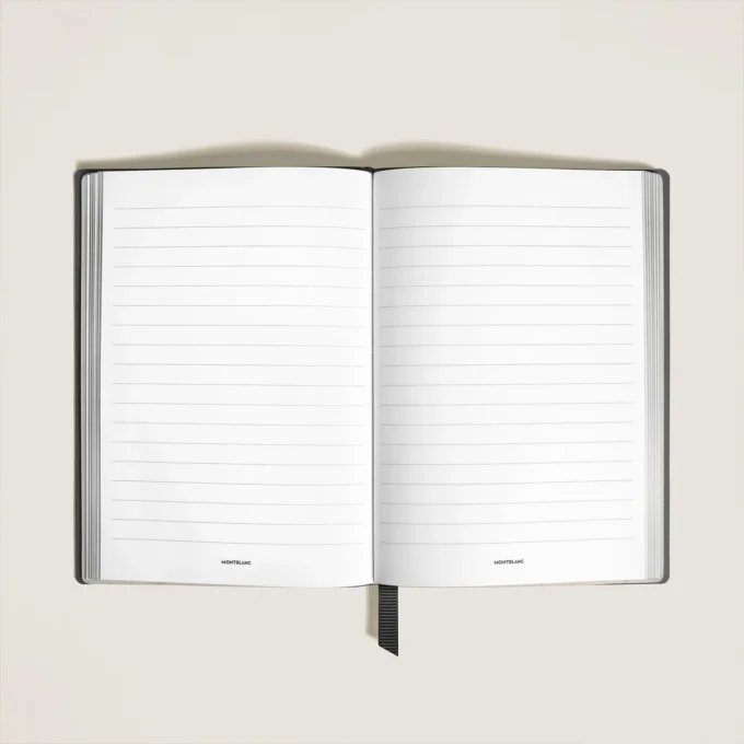 Caderno Médio, Couro Saffiano, Preto – Páginas Pautadas
