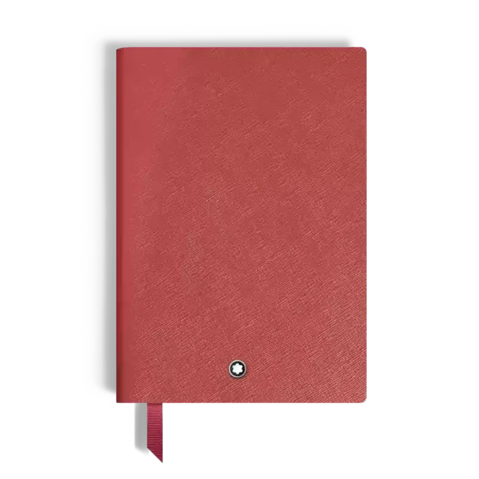 Caderno Médio, Couro Saffiano, Vermelho – Páginas Quadriculadas