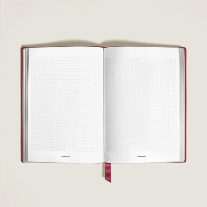 Caderno Médio, Couro Saffiano, Vermelho – Páginas Quadriculadas