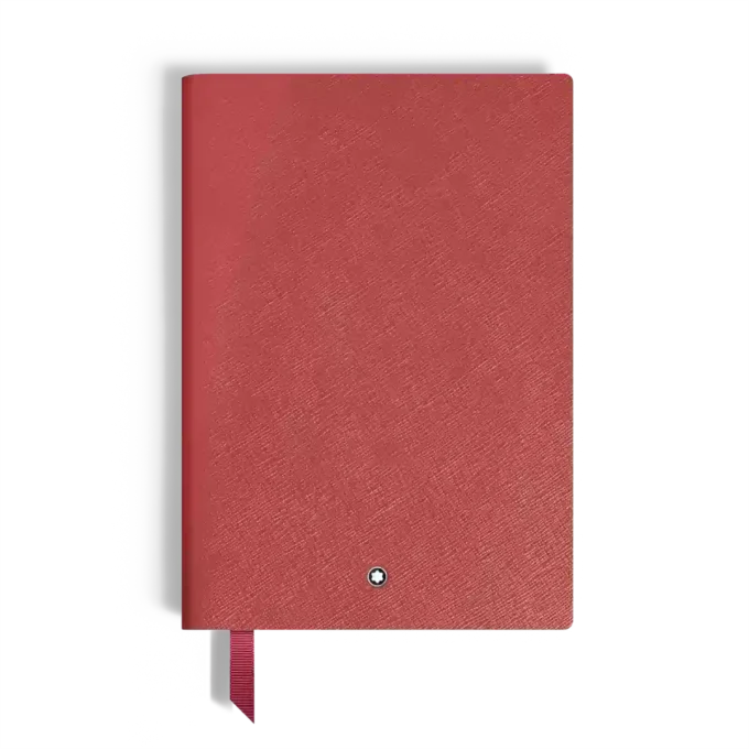 Caderno Médio, Couro Vermelho Tijolo, Vermelho, Páginas Pautadas