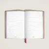 Caderno Médio, Couro Vermelho Tijolo, Vermelho, Páginas Pautadas