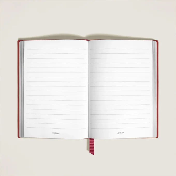 Caderno Médio, Couro Vermelho Tijolo, Vermelho, Páginas Pautadas