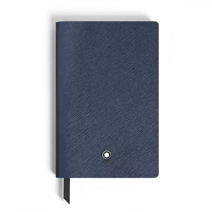 Caderno pequeno, couro azul-tinta, azul, páginas em branco
