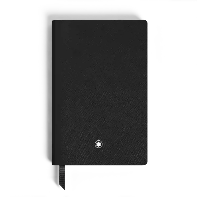 Caderno Pequeno, Couro Preto, Preto, Páginas Pautadas