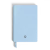 Caderno pequeno, couro Saffiano, azul claro – páginas pautadas
