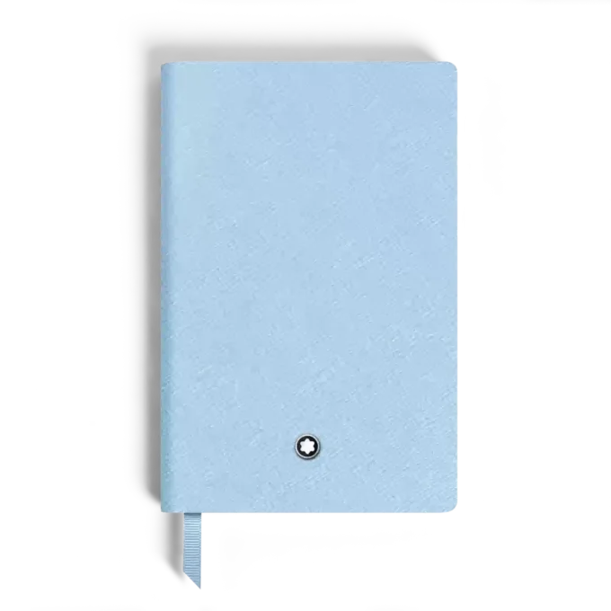 Caderno pequeno, couro Saffiano, azul claro – páginas pautadas
