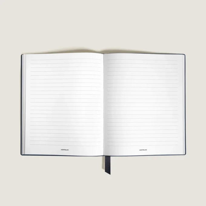 Caderno pequeno, couro Saffiano, azul – páginas pautadas