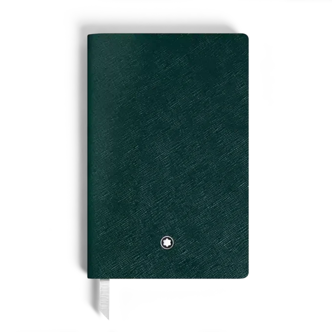 Caderno pequeno, couro Saffiano, verde britânico – páginas pautadas