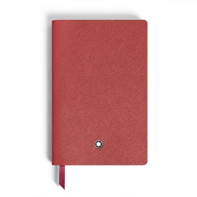 Caderno pequeno, couro vermelho tijolo, vermelho, páginas pautadas
