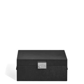 Caixa colecionadora de relógios em couro preto