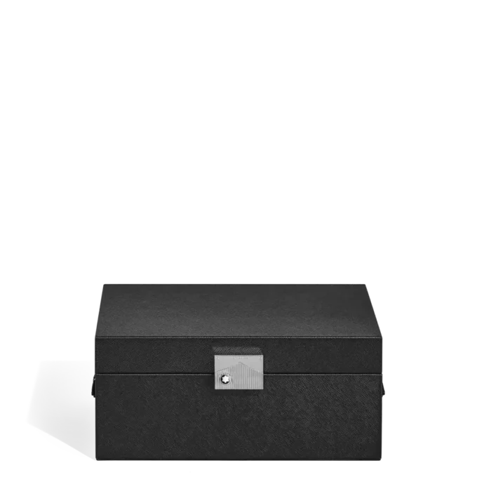 Caixa colecionadora de relógios em couro preto