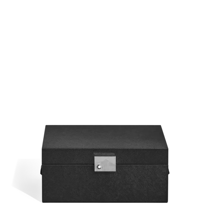 Caixa de colecionador de instrumentos de escrita em couro preto