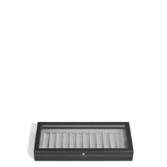 Caixa de colecionador para 12 instrumentos de escrita em madeira lacada