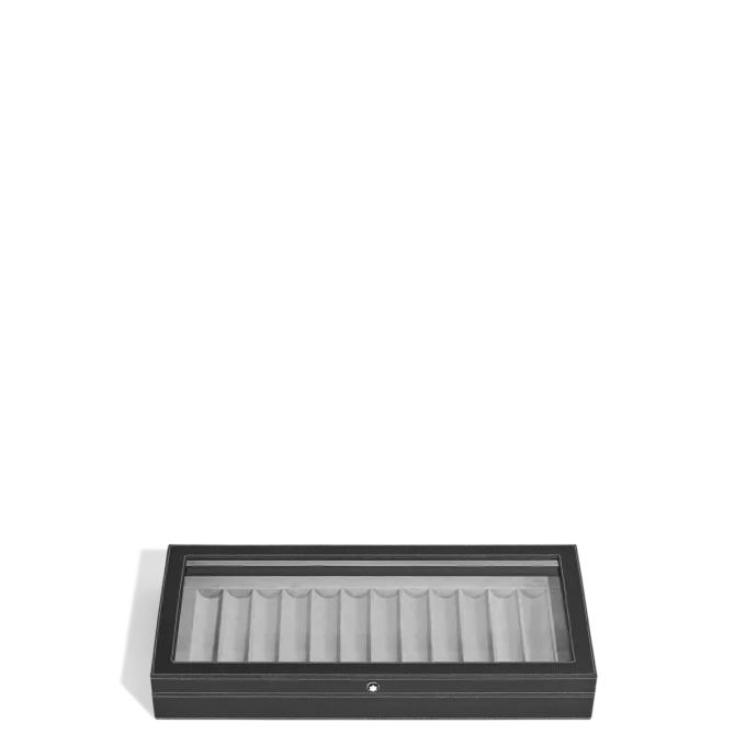 Caixa de colecionador para 12 instrumentos de escrita em madeira lacada