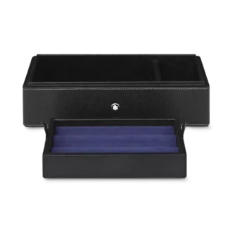 Caixa de secretária em pele para três instrumentos de escrita e um frasco de tinta