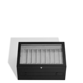 Caixa grande de colecionador em madeira e laca para 24 instrumentos de escrita