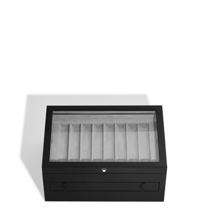 Caixa grande de colecionador em madeira e laca para 24 instrumentos de escrita