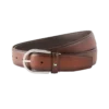 Cinto de couro castanho com fivela em forma de ferradura de 35 mm