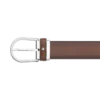 Cinto de couro castanho com fivela em forma de ferradura de 35 mm