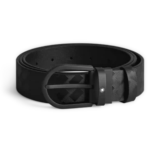 Cinto de couro preto com fivela em forma de ferradura de 35 mm