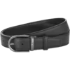 Cinto de couro preto com fivela em forma de ferradura de 35 mm