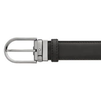 Cinto de couro preto com fivela em forma de ferradura de 35 mm