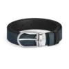 Cinto de couro reversível com fivela em forma de ferradura azul aveludado/preto de 30 mm